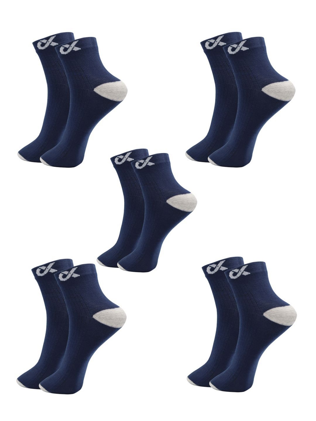 

Xjarvis Unisex Pack Of 5 Ankle-Length Socks, Navy blue