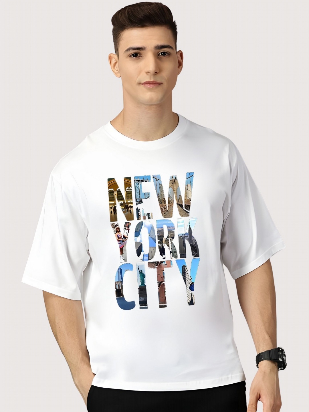 

Moda Rapido Men Drop-Shoulder Sleeves T-shirt, White