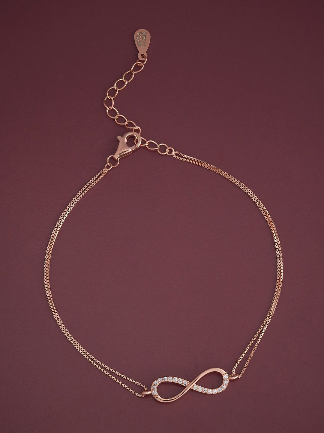 

Kushal's Fashion Jewellery 92.5 Sterling Silver Rose Gold-Plated Cubic Zirconia Bracelet