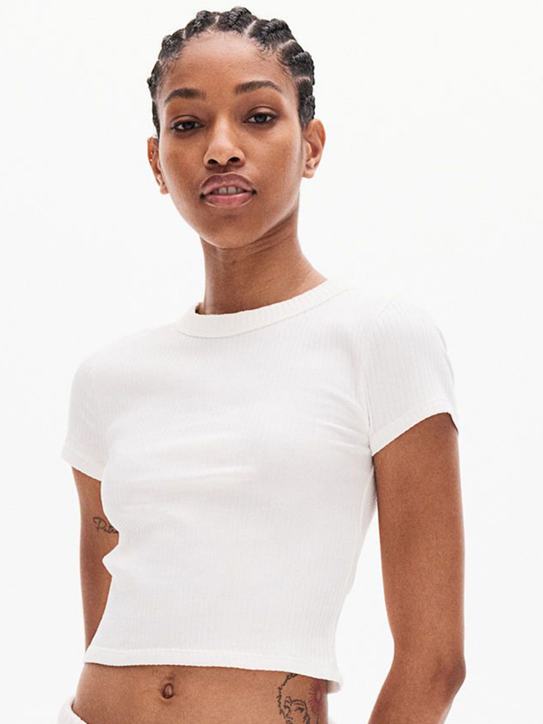 

H&M Ribbed T-Shirt, White