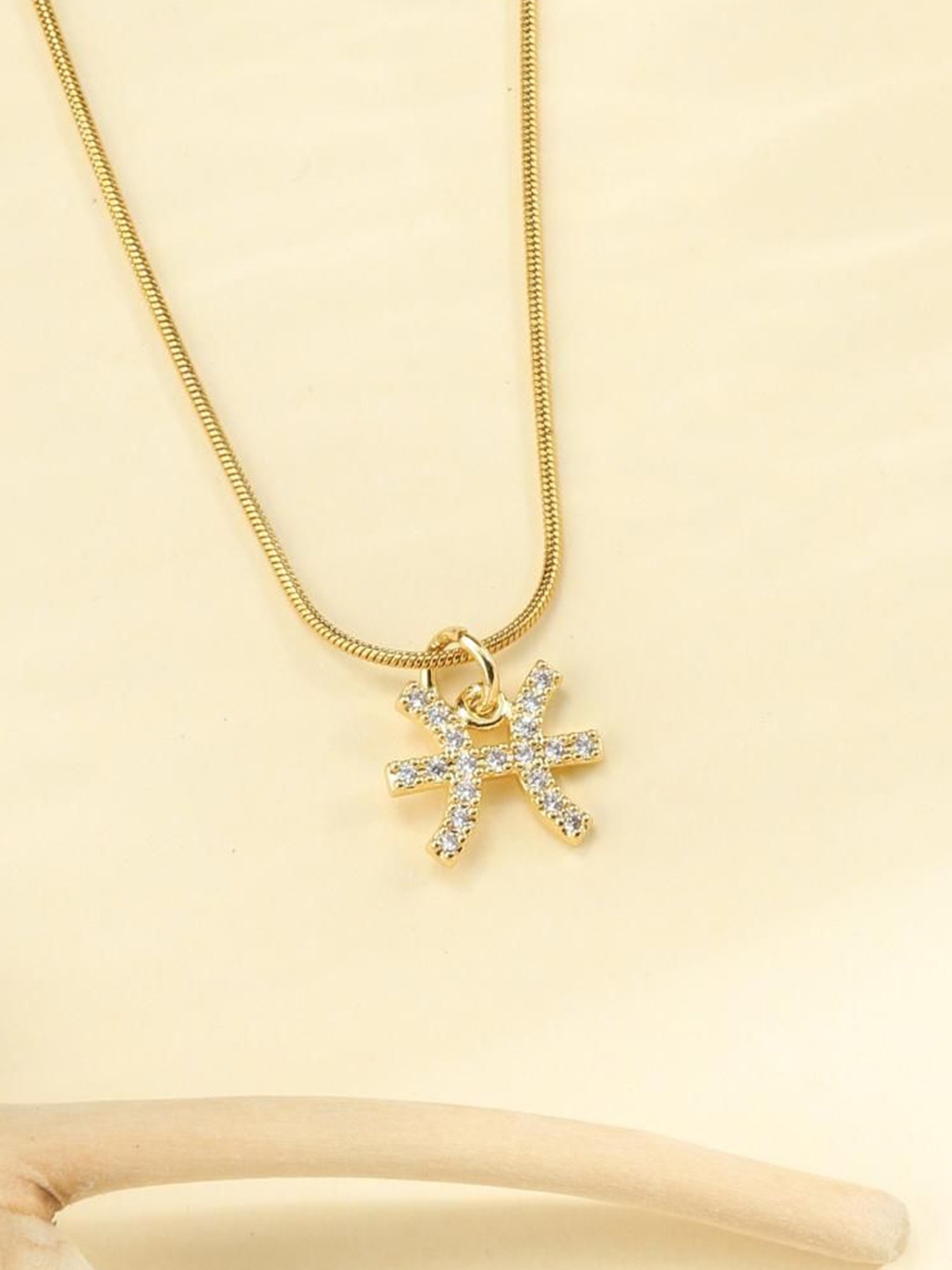 

SALTY Contemporary Artificial Stones Studded Pendant with Chain, Gold
