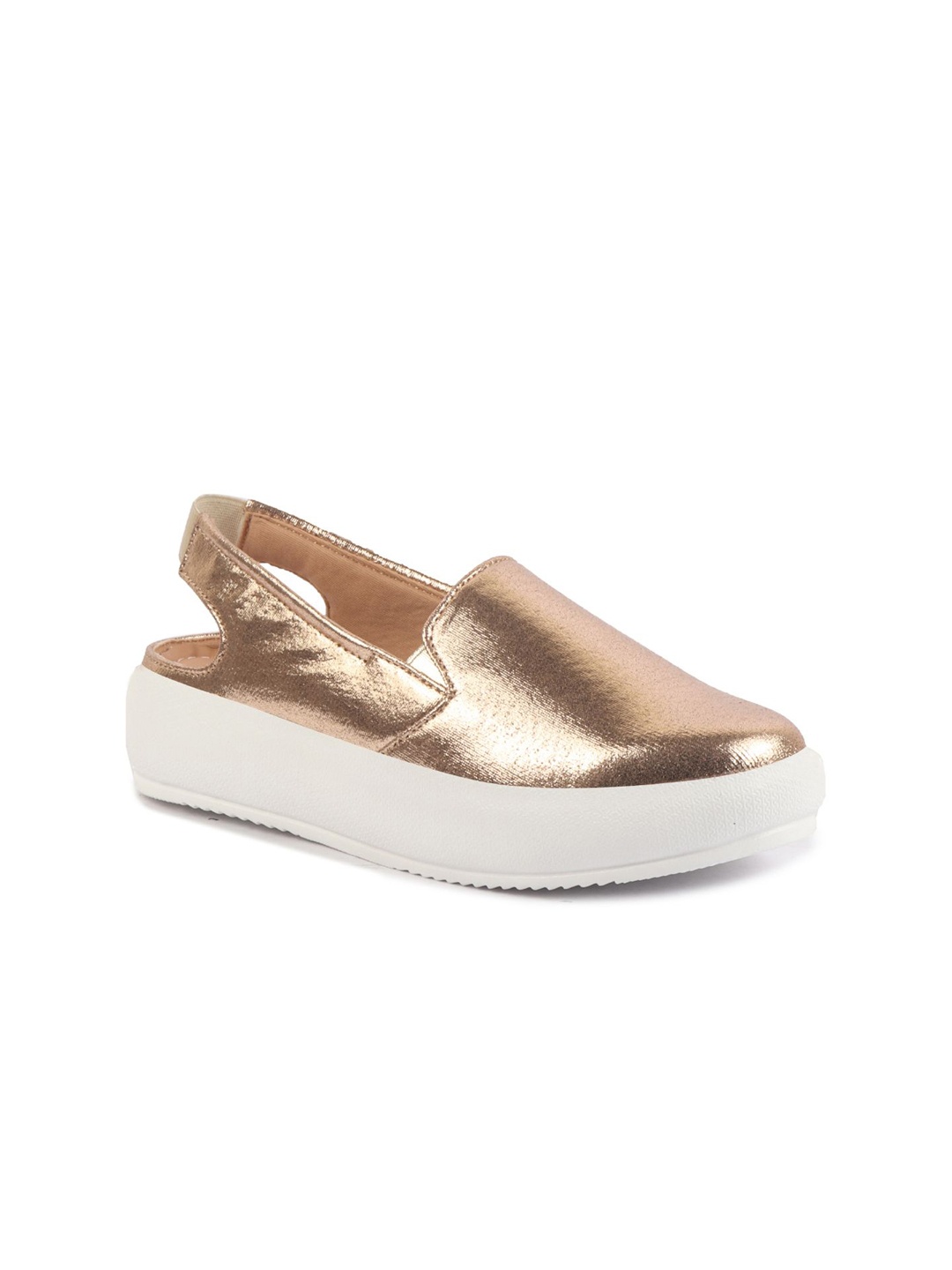 

FAUSTO Women PU Round Toe Sneakers, Gold