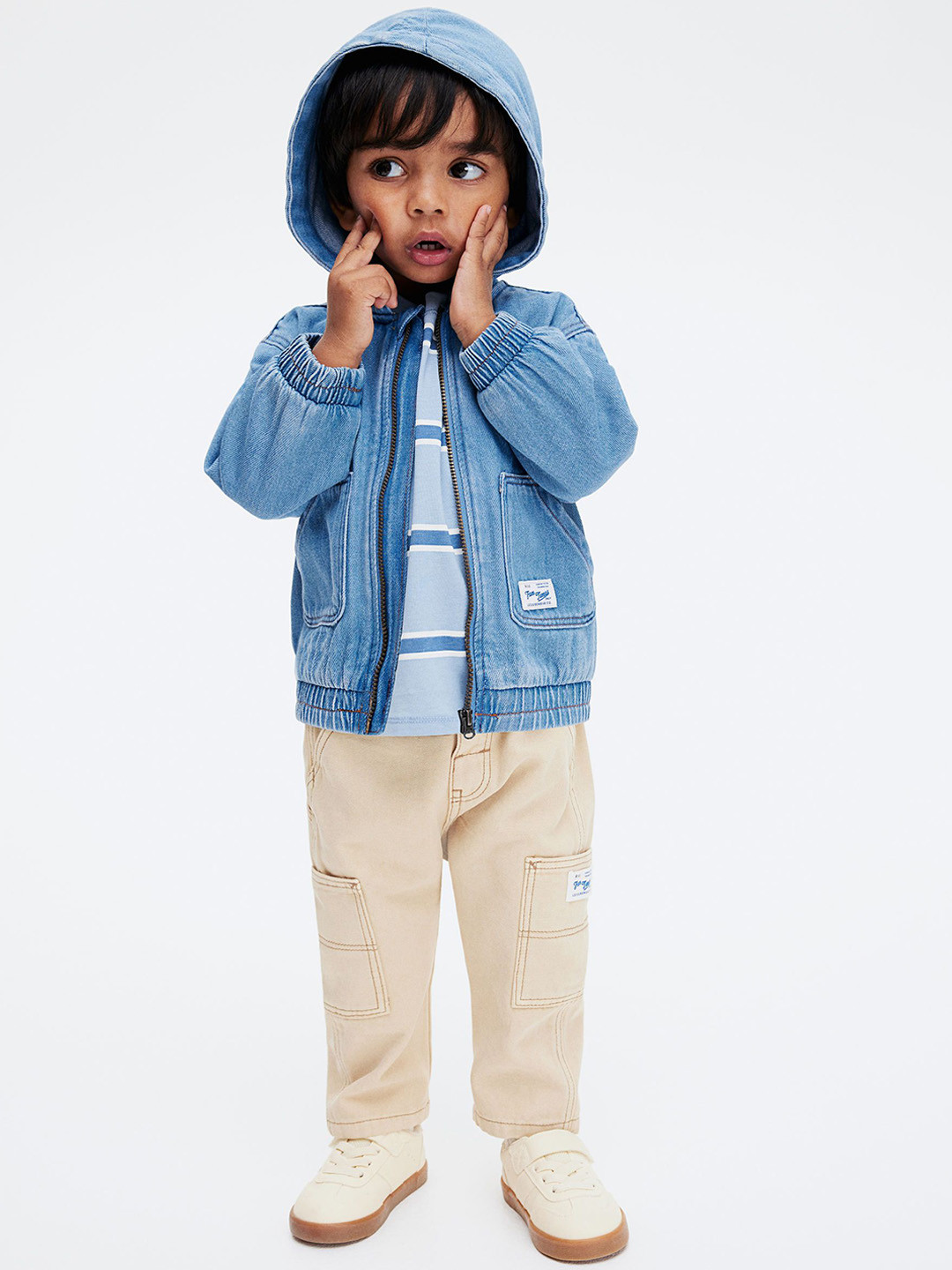 

H&M Hooded Denim Jacket, Blue