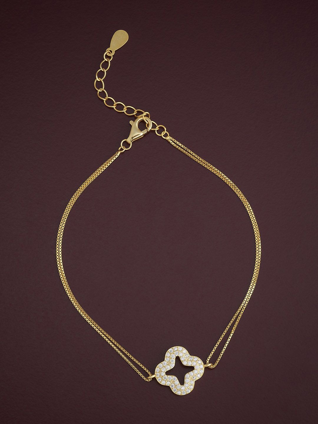 

Kushal's Fashion Jewellery 92.5 Sterling Silver Gold-Plated CZ Studded Link Bracelet