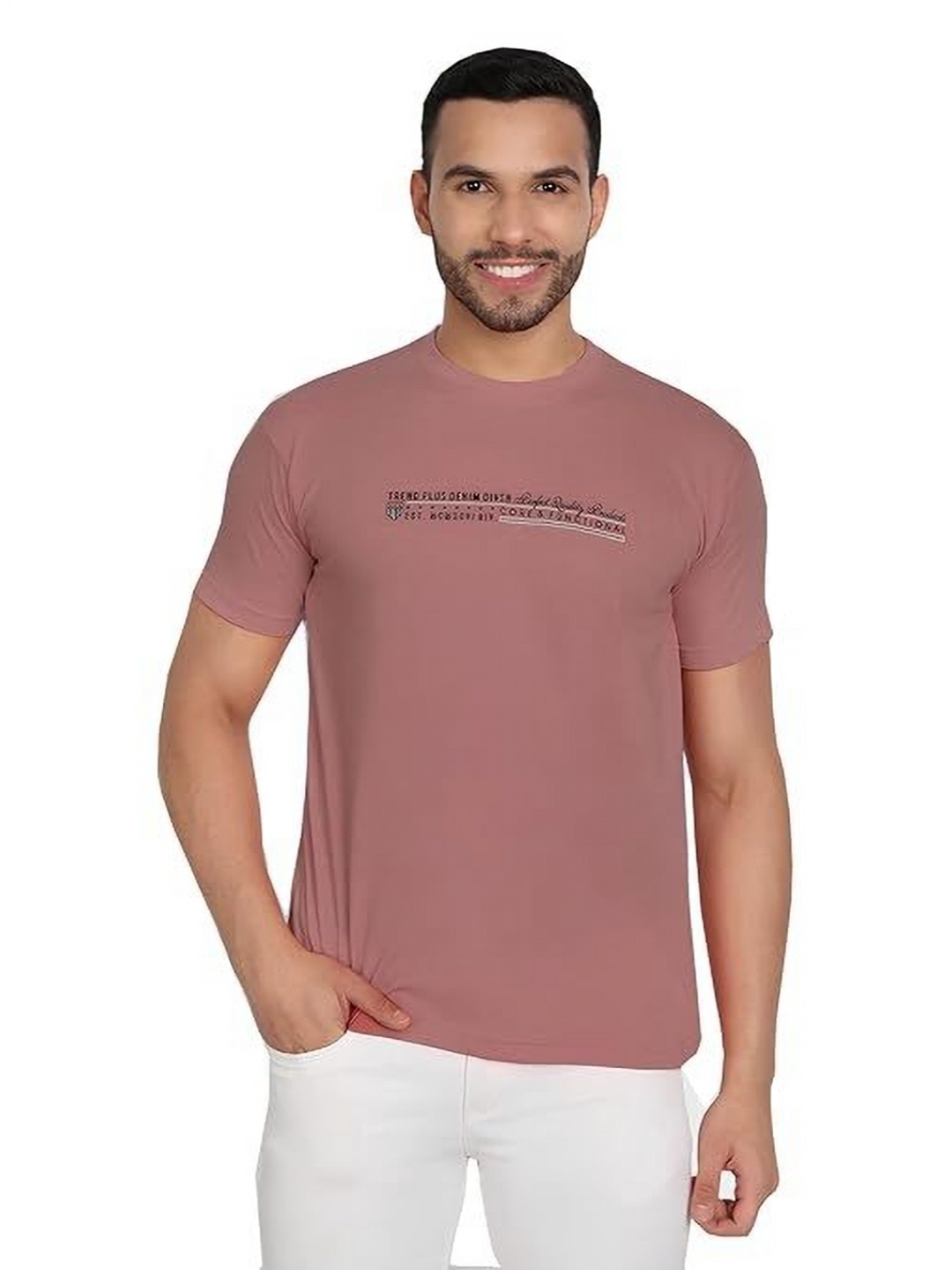 

BAESD Men Typography Printed Round Neck Cotton Slim Fit T-shirt, Magenta