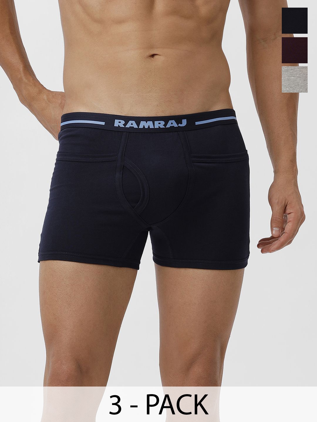 

Ramraj Men Pack of 3 Solid Low Rise Cotton Fine Jersey Plus Size Target Trunks, Coffee brown
