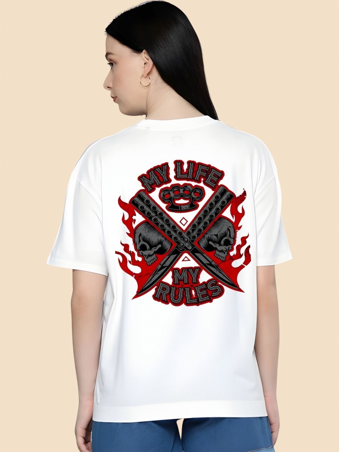 

SZN Women Drop-Shoulder Sleeves T-shirt, White