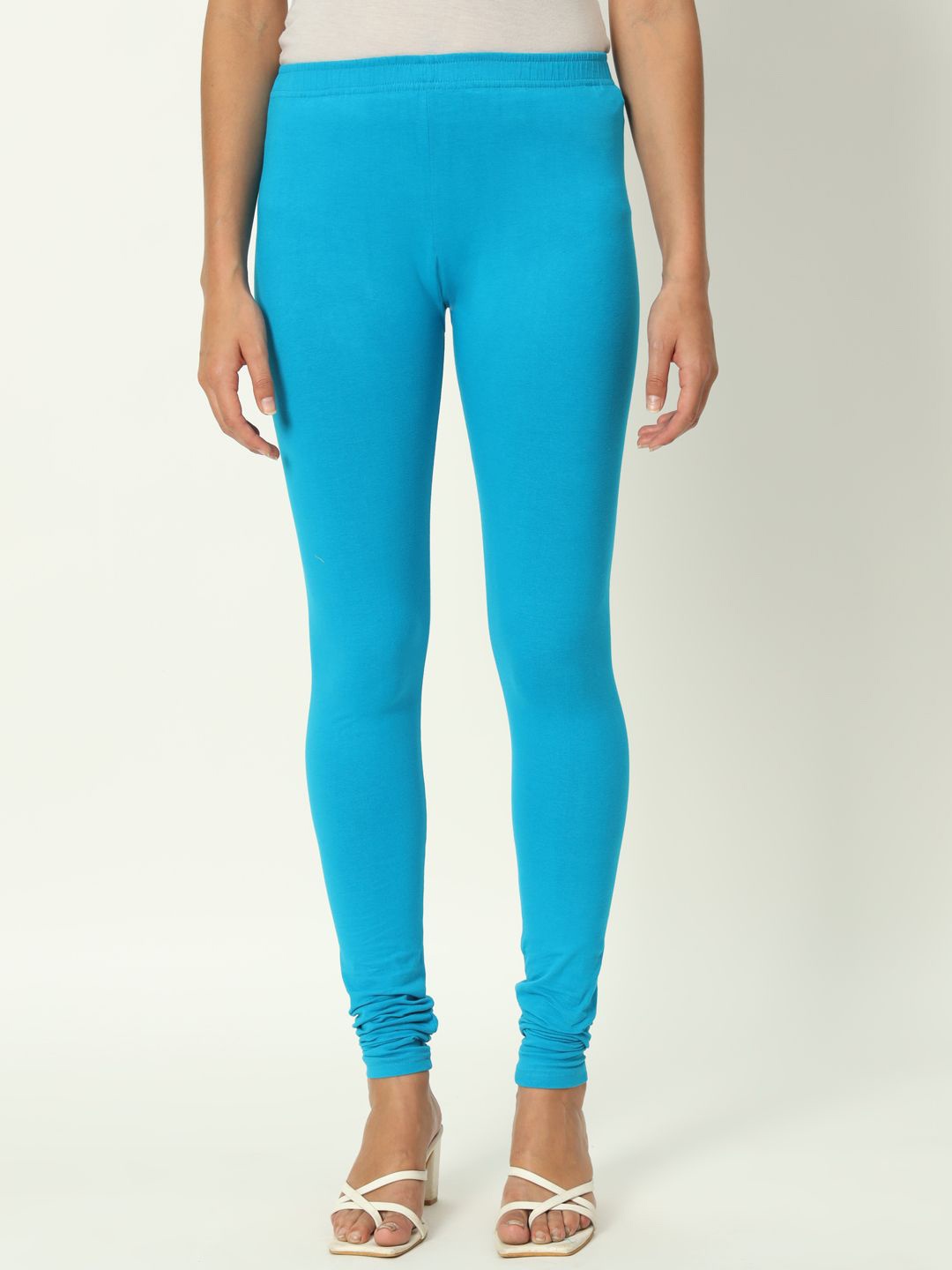

Thread Plus Women Churidar Super Stretchable Solid Cotton Leggings, Blue