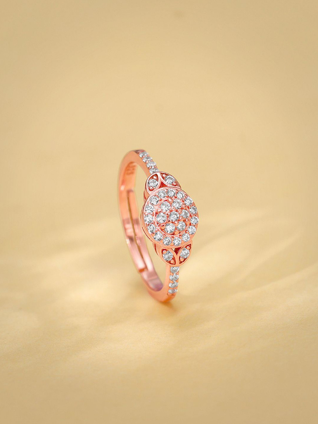 

GIVA 925 Sterling Silver Rose Gold-Plated CZ Studded Sparkle-filled Adjustable Finger Ring