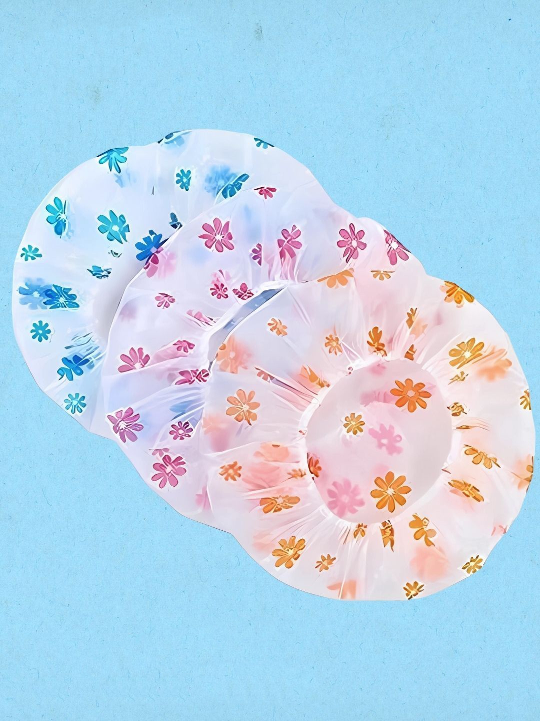 

basicare Set Of 3 Printed Soft & Comfortable Shower Cap, White