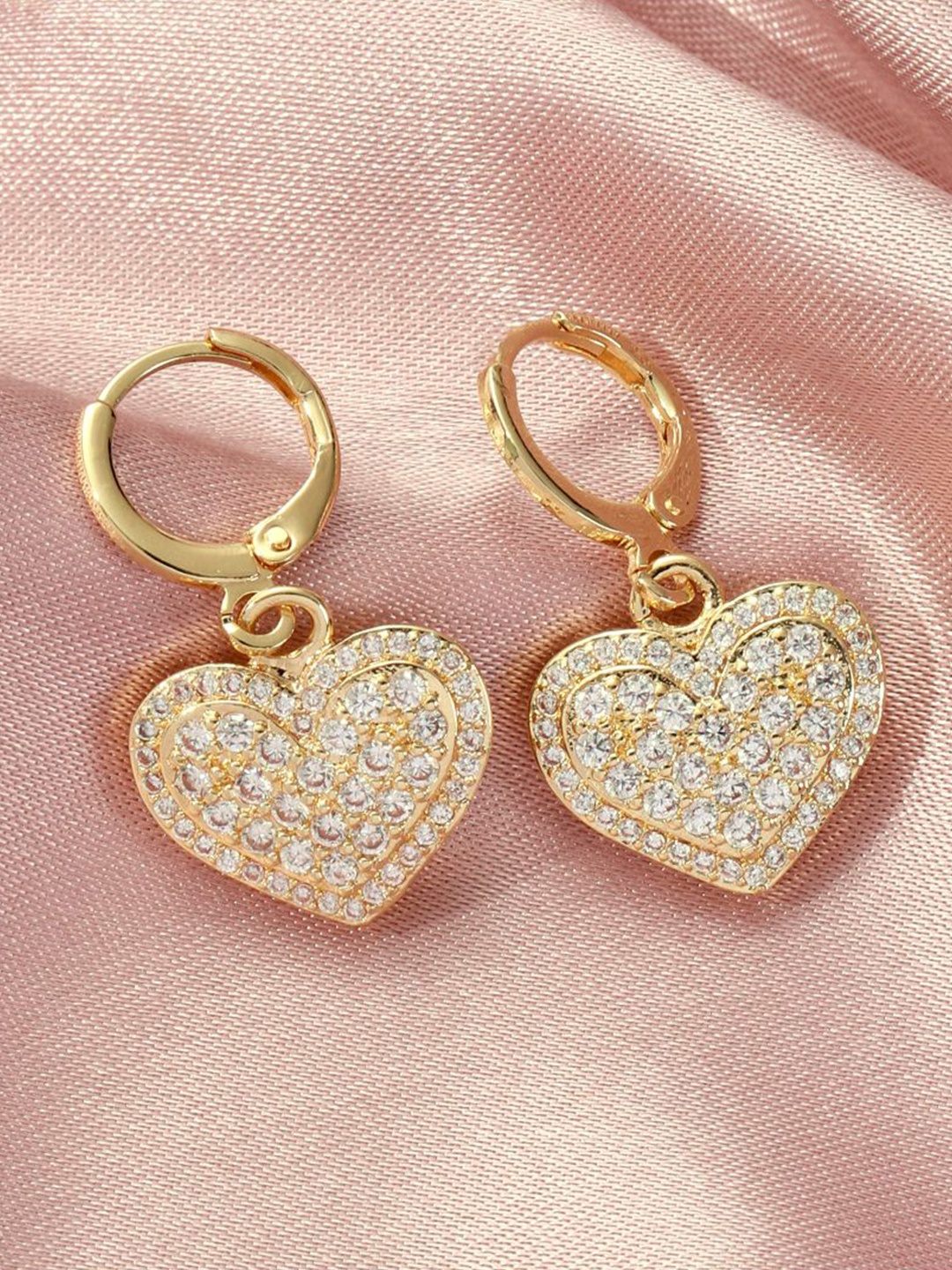 

SALTY Valentines Day Loving Touch Heart Shaped Drop Earrings, Gold