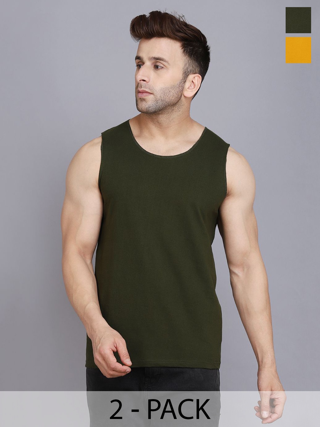 

WOOSTRO 2-Pcs Ultra-Soft Innerwear Vests RS26 COMBO (OLIVE) (MUSTARD)