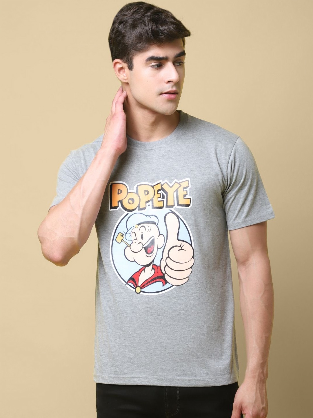 

SZN Men Graphic Printed Round Neck Cotton T-shirt, Grey