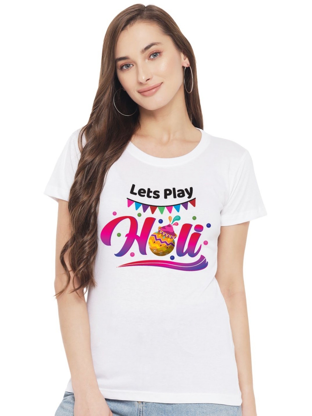 

FFLIRTYGO Women Graphic Printed Round Neck Cotton T-shirt, White