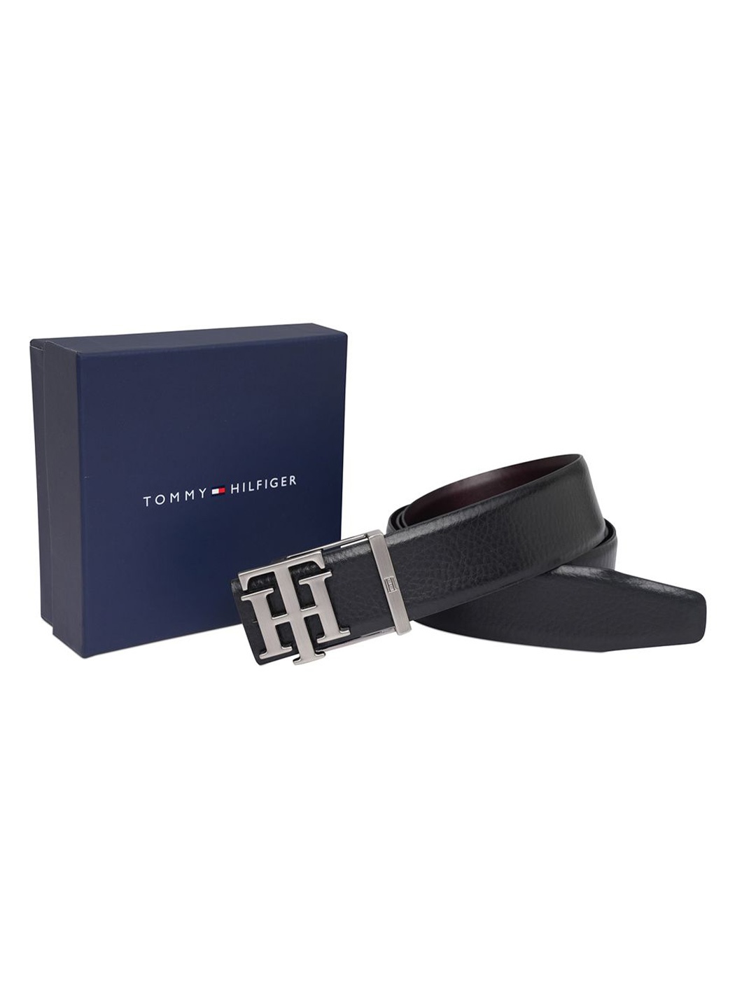 

Tommy Hilfiger Barbuda Men Leather Reversible Formal Belt, Black