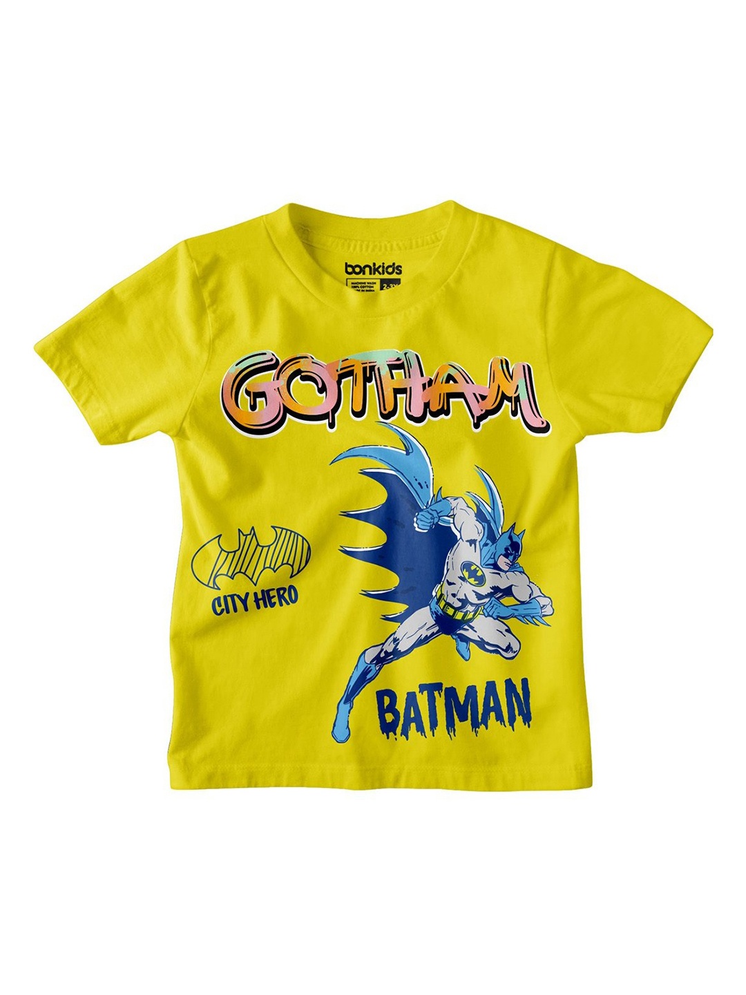 

BONKIDS Boys Printed V-Neck Applique T-shirt, Yellow