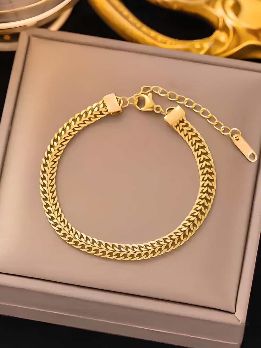 

KARISHMA KREATIONS Stainless Steel Gold-Plated Anti-Tarnish Chunky Bracelet