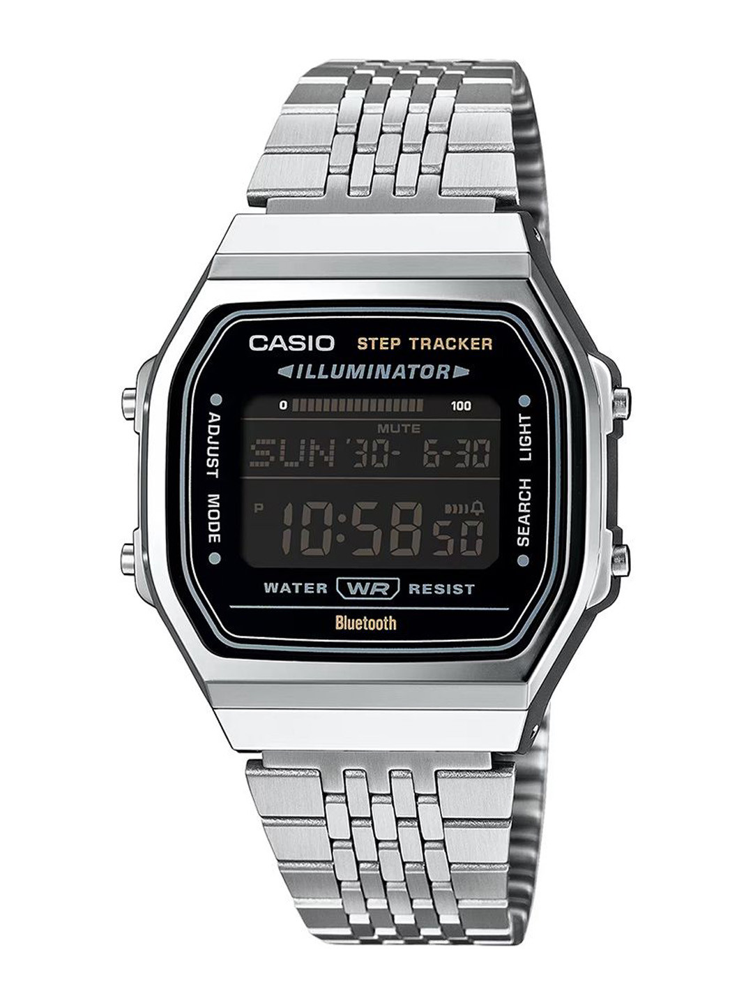 

CASIO Unisex Dial & Stainless Steel Cuff Straps Digital Bluetooth Watch D366, Black