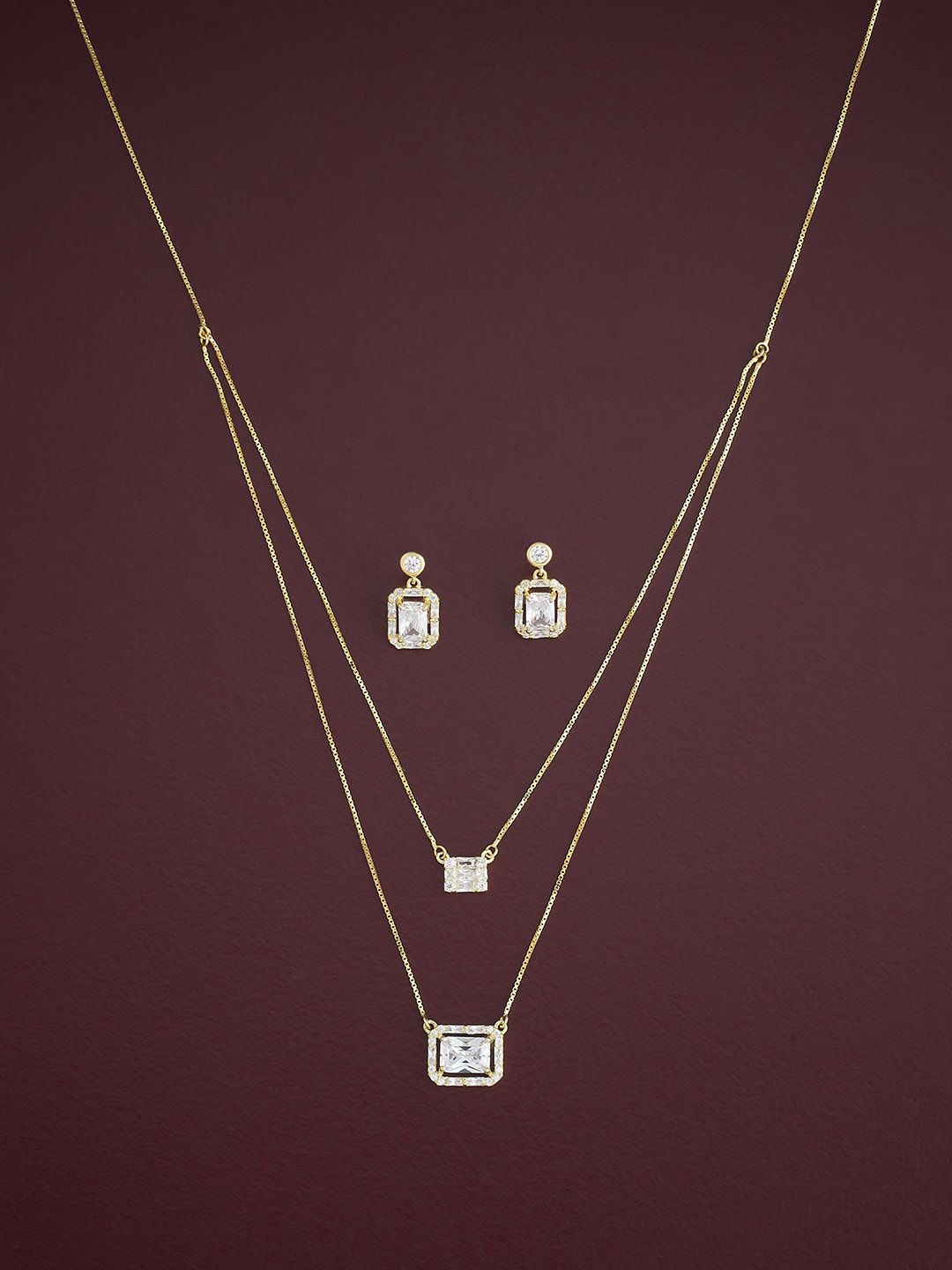 

Kushal's Fashion Jewellery 92.5 Sterling Silver Gold-Plated CZ-Studded Jewellery Set