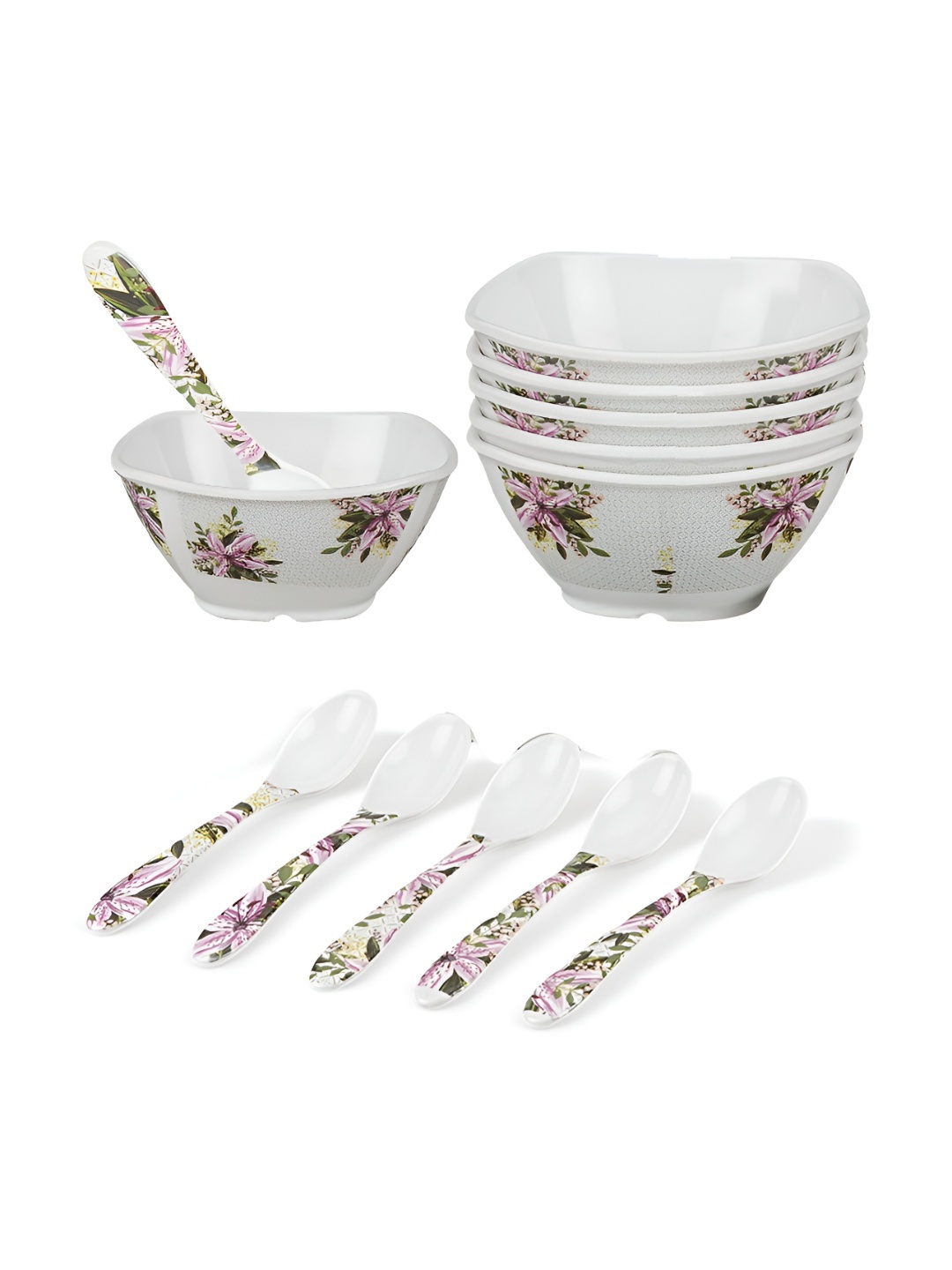 

Bataniya Multicoloured 2025 12 Pieces Melamine Dishwasher and Microwave Safe Dinner Set of, Multi