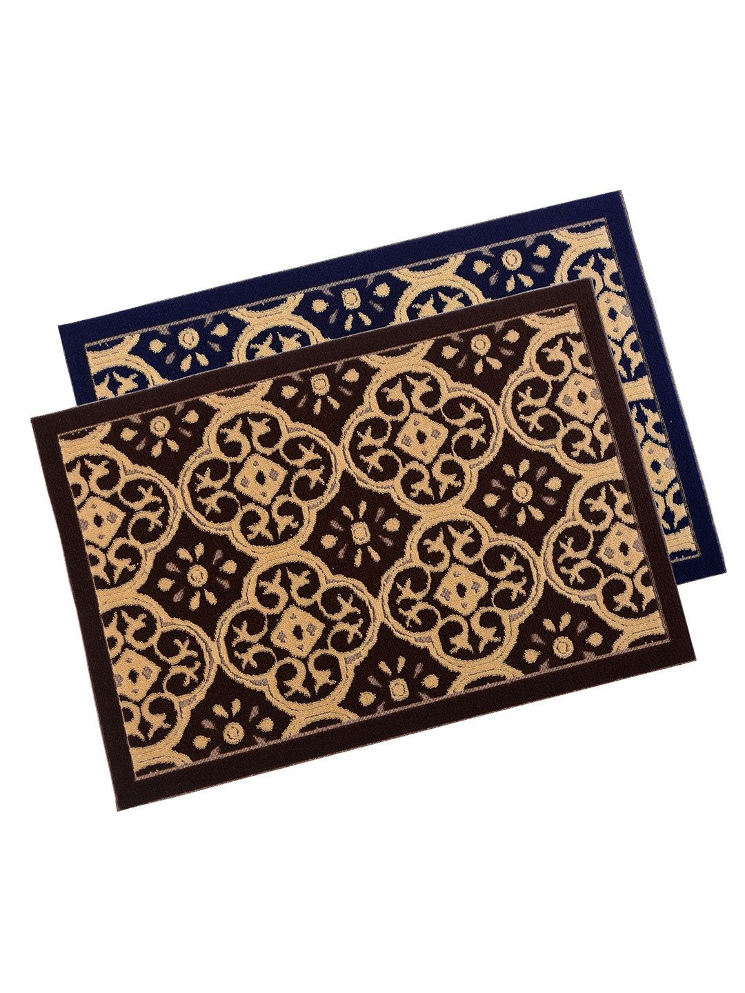 

Kuber Industries Jacquard Maroon & Beige 2 Pieces Printed Rectangular Anti-Skid Doormats, Brown