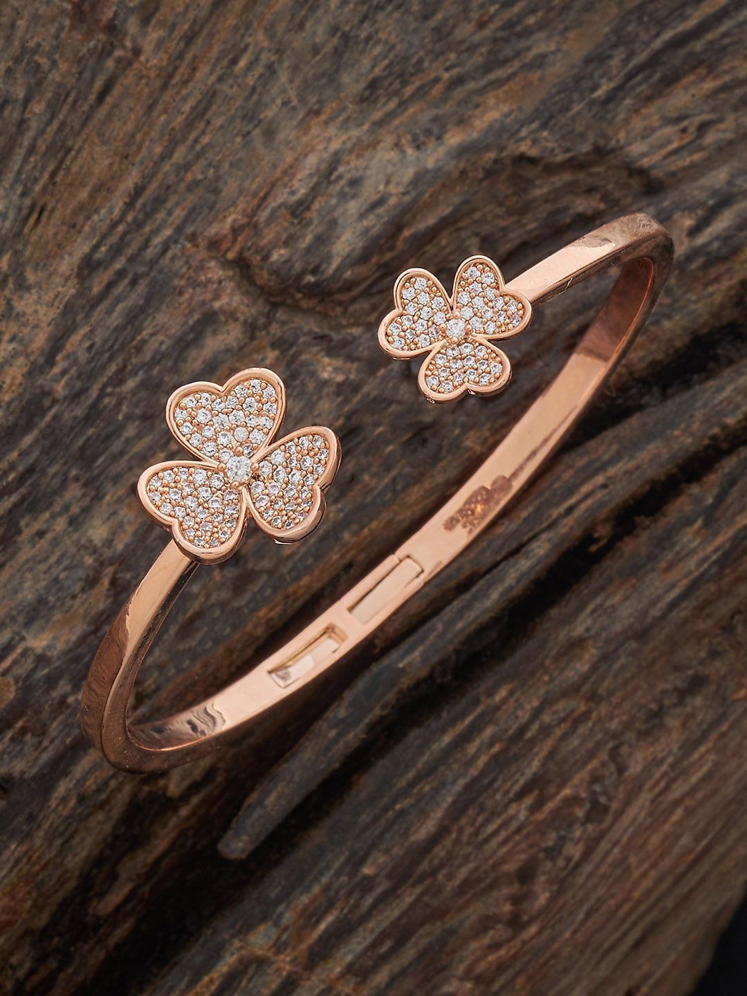 

Kushal's Fashion Jewellery Women Rose Gold-Plated Zircon Cuff Bracelet