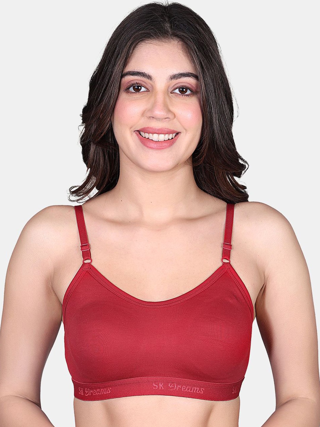

SKDREAMS Full Coverage Cotton Workout Bra, Maroon