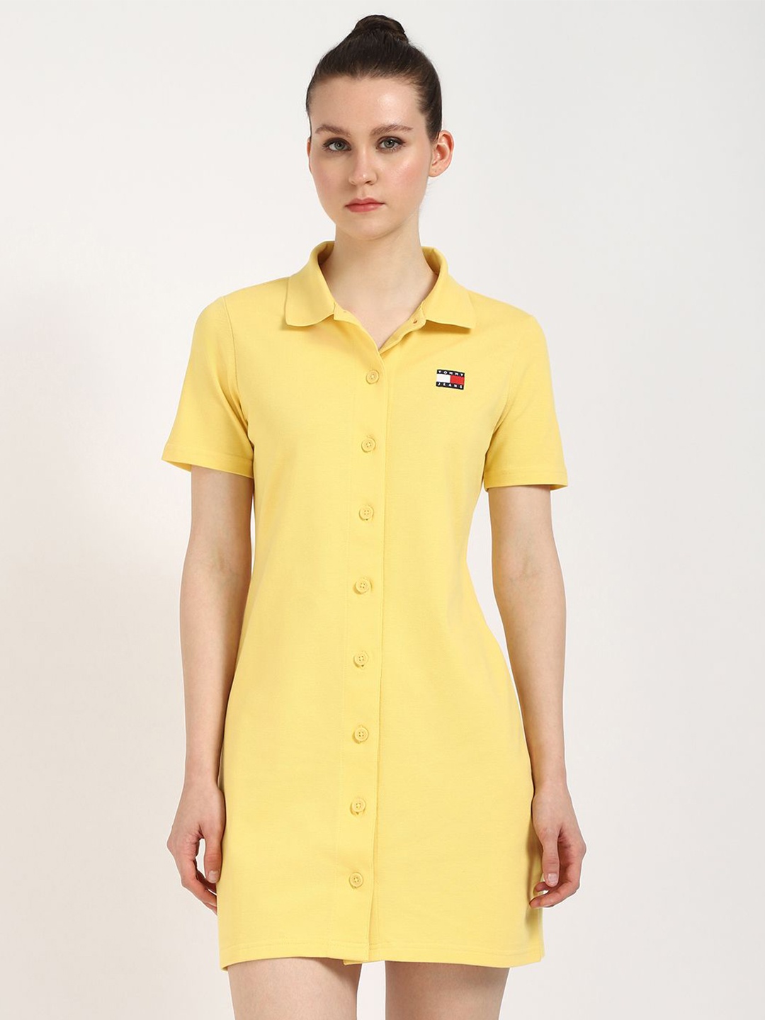 

Tommy Hilfiger Shirt Collar Mini Dress, Yellow