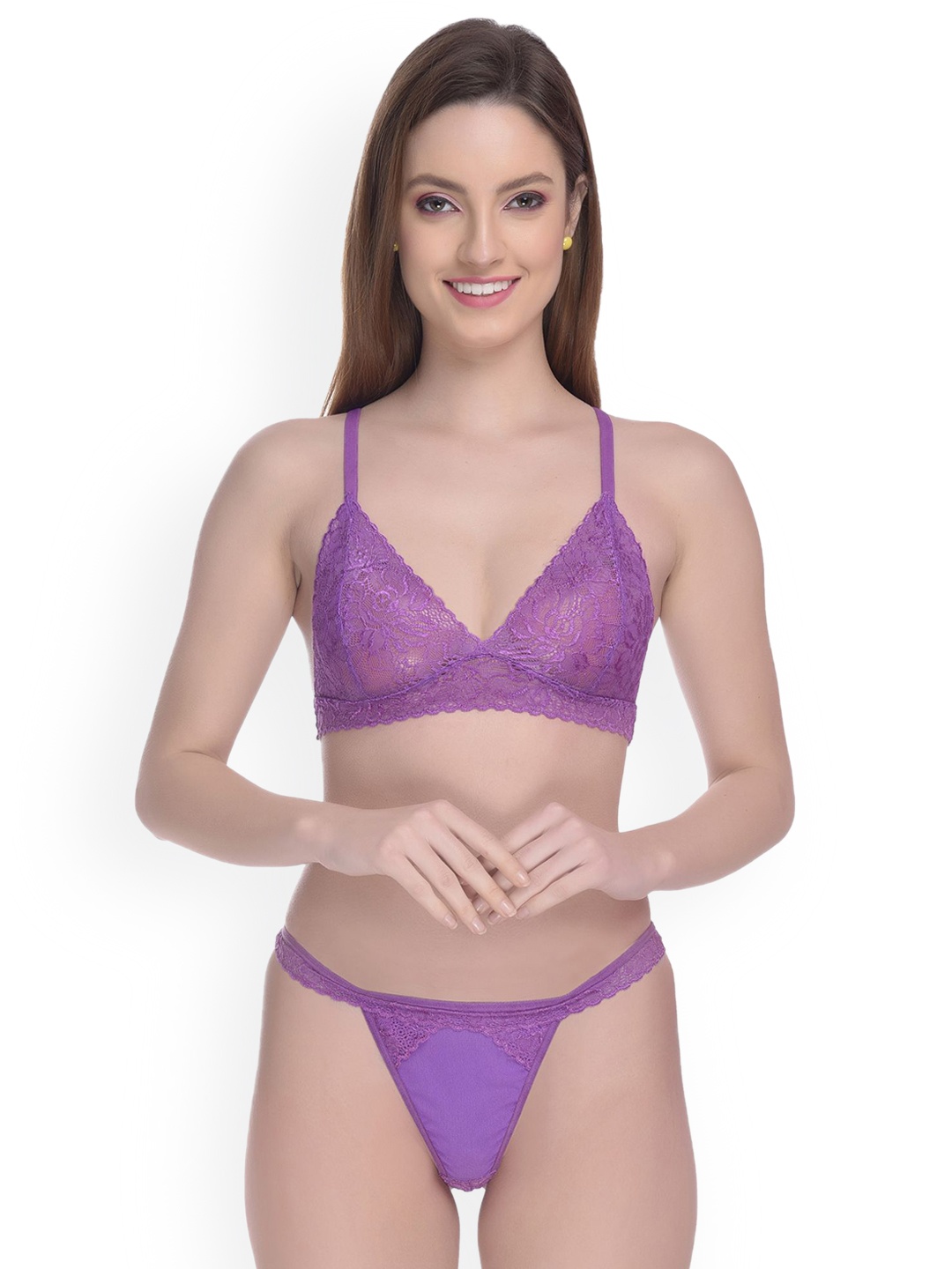 

chia fashions Non Padded Lingerie Set, Purple