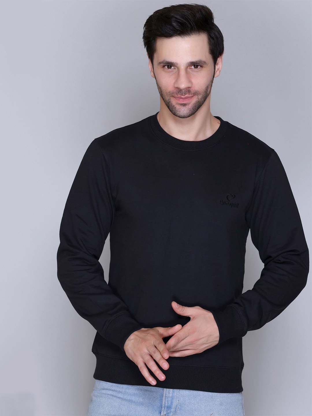 

PYRO SPIRIT Men Cotton Sweatshirt, Black