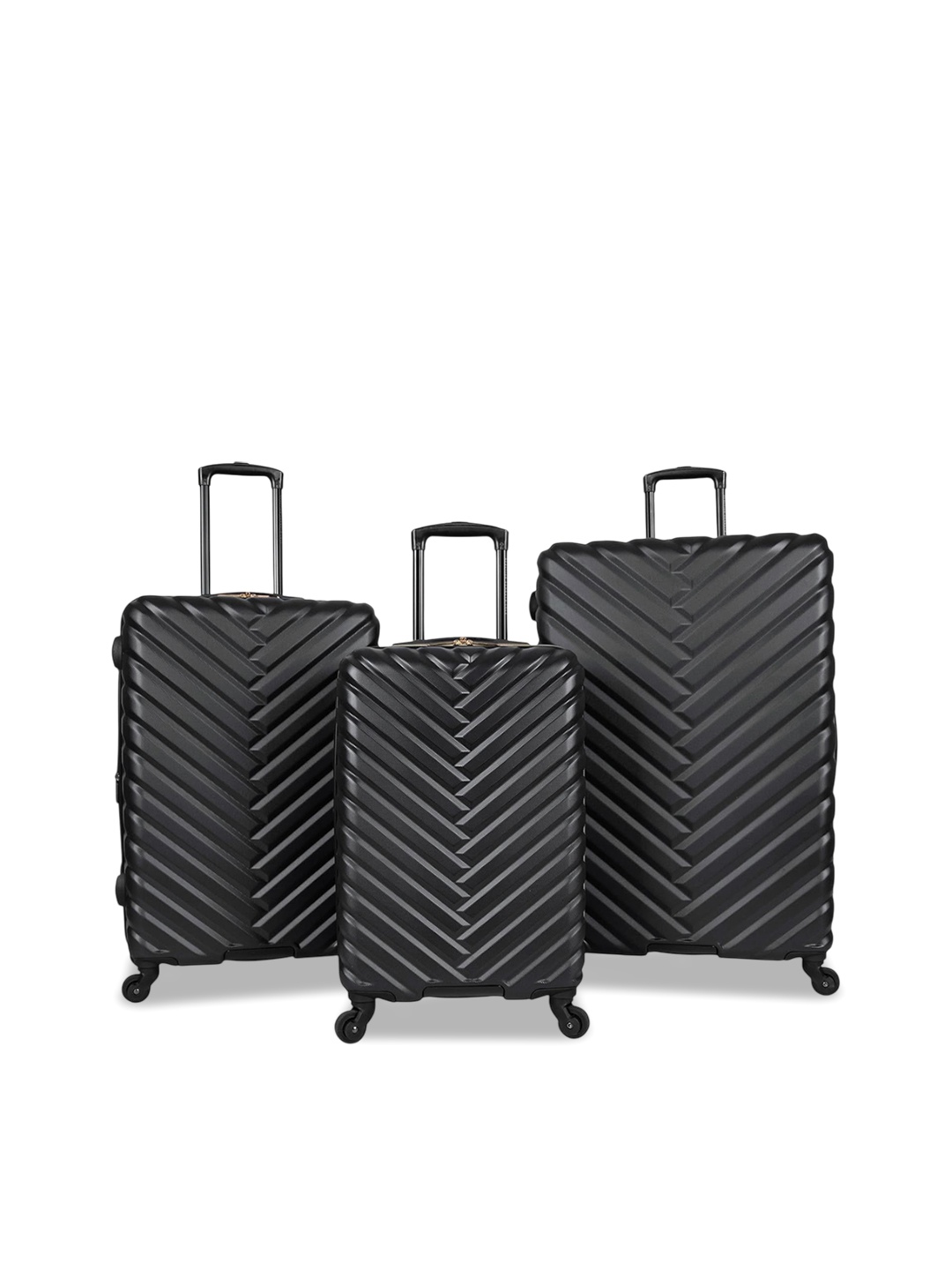 

Kenneth Cole Set Of 3 Madison Square Textured Lightweight Hard-Sided Trolley Bags, Black