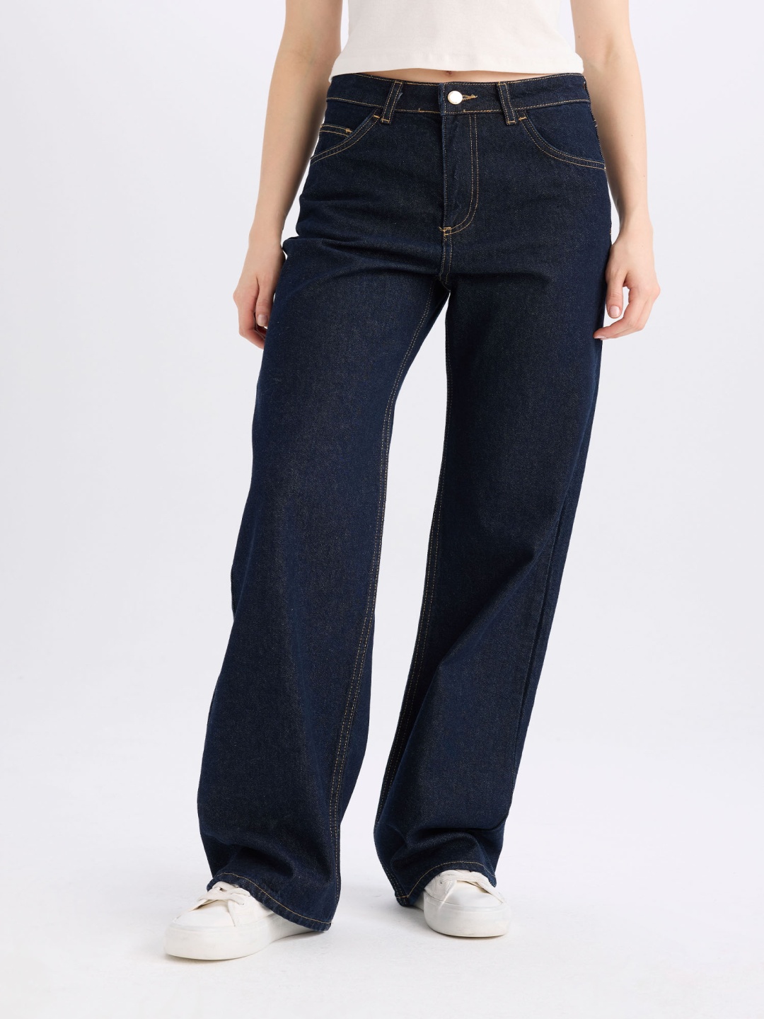 

DeFacto Women Mid-Rise Trousers, Blue