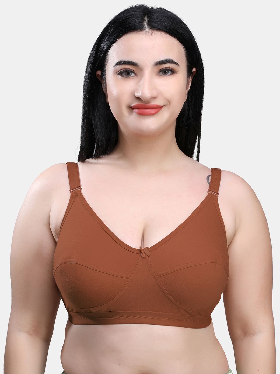 

SKDREAMS Cotton Cut and Sew Full Coverage Bra, Brown