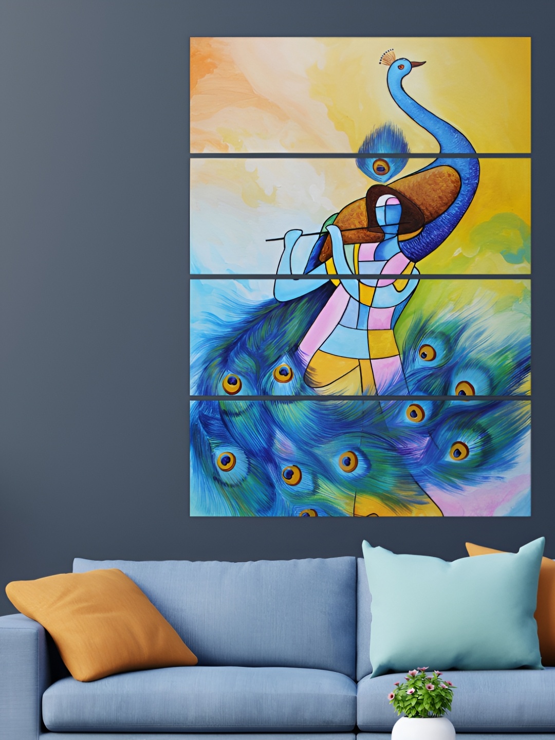 

Inephos Blue & Yellow 4 Piece Vinyl Religious Wall Paintings