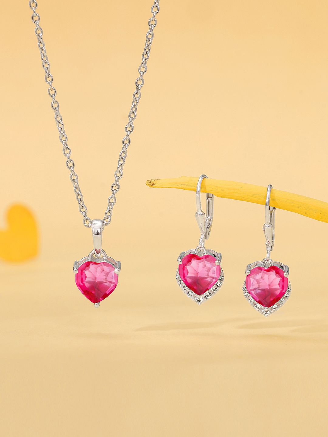 

GIVA 92.5 Sterling Silver Rhodium-Plated CZ-Studded Pendant and Earrings