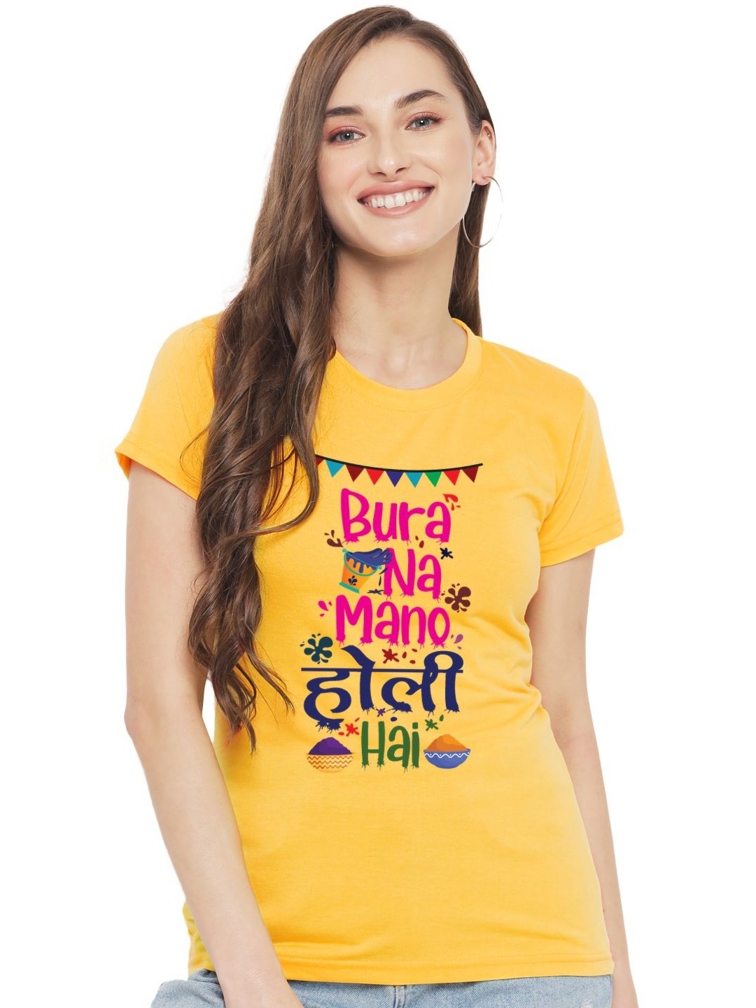 

FFLIRTYGO Women Graphic Printed Round Neck Cotton T-shirt, Yellow