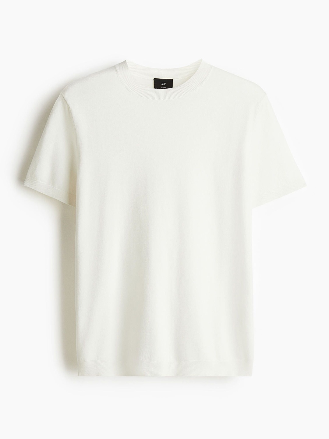 

H&M Slim Fit Fine-Knit T-Shirt, White