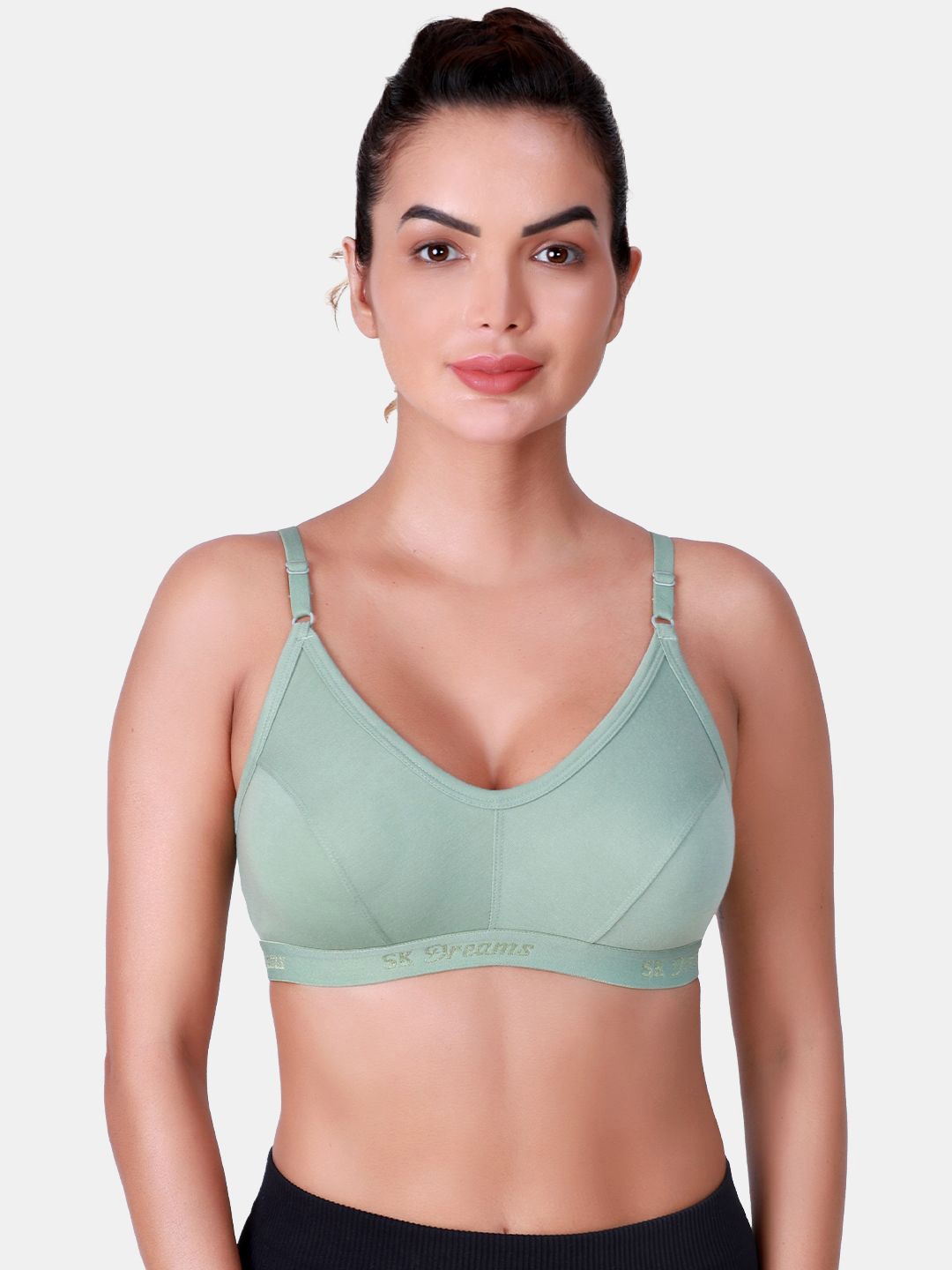 

SKDREAMS Full Coverage Cotton Workout Bra, Olive