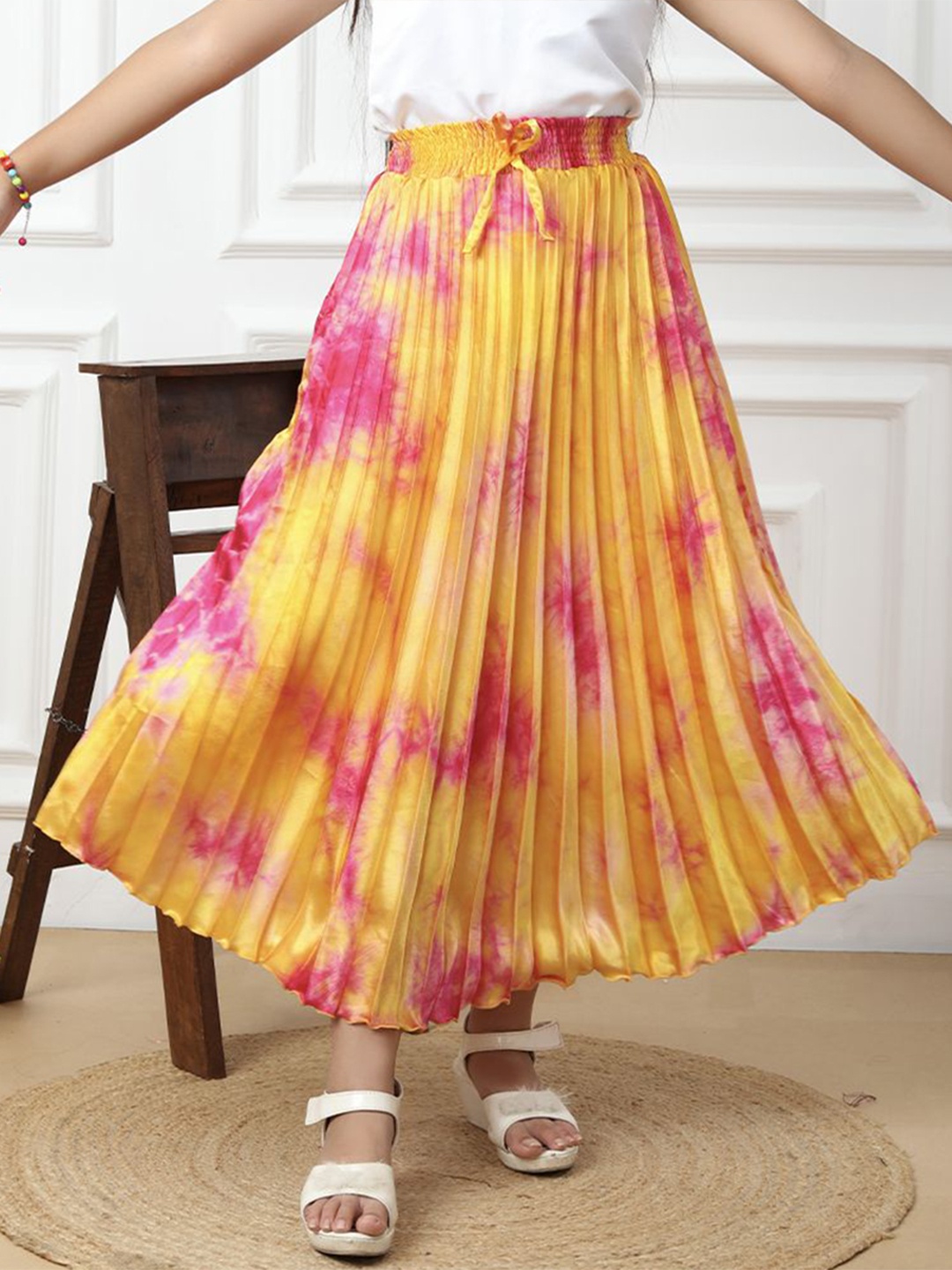 

Ishti Tie Dyed Pleated Skirt, Yellow