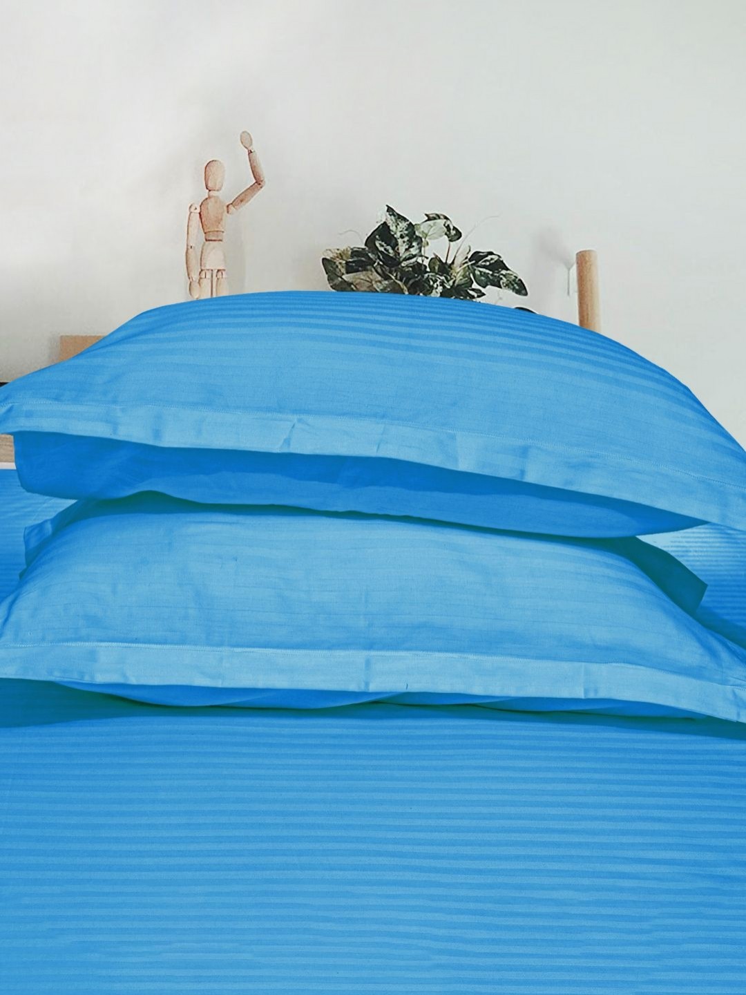 

Enchant Home Blue 2 Pieces Striped Pure Cotton Rectangle Pillow Covers