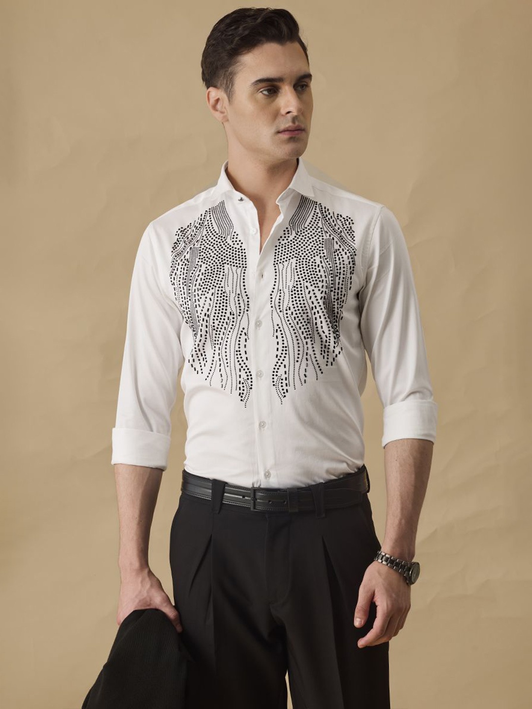 

Snitch Men Classic Slim Fit Opaque Formal Shirt, White