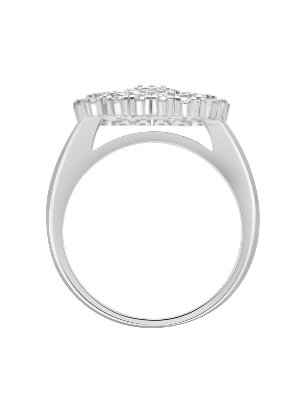 

925 SILLER 925 Sterling Silver Rhodium Plated Cubic Zirconia Studded Finger Ring