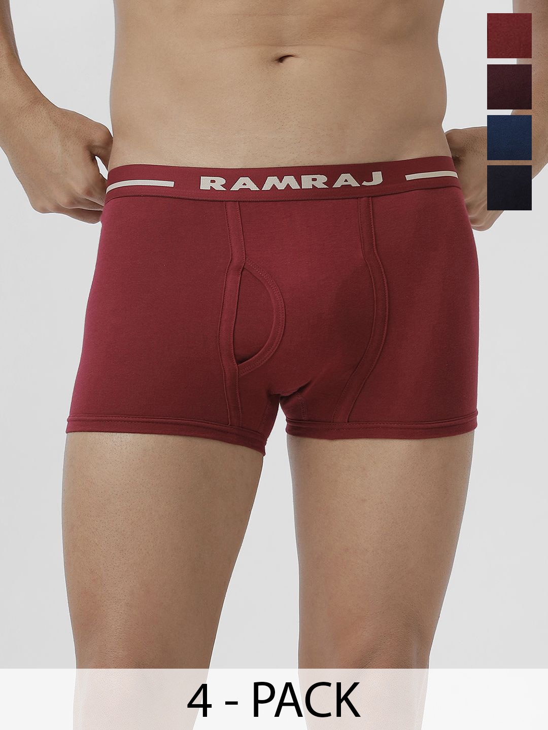 

Ramraj Pack Of 4 Cotton Short Trunks VINTRK_CYGWBLNY-4P, Red