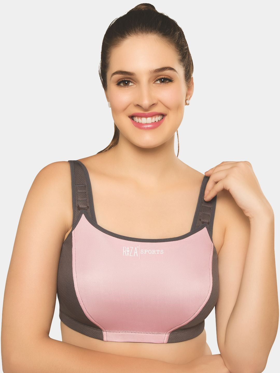 

Trylo Riza Sprorts Non-Padded Non-Wired Bra Useful For Multi Impact Excersices, Grey