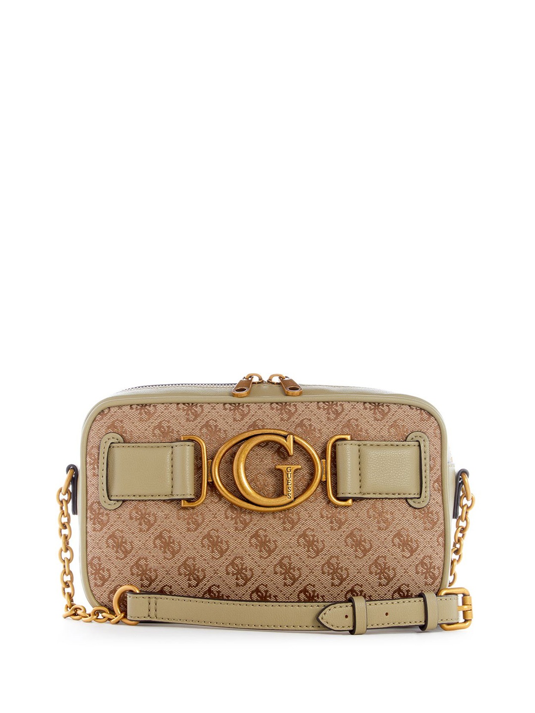 

GUESS Printed PU Bucket Shoulder Bag with Quilted, Brown
