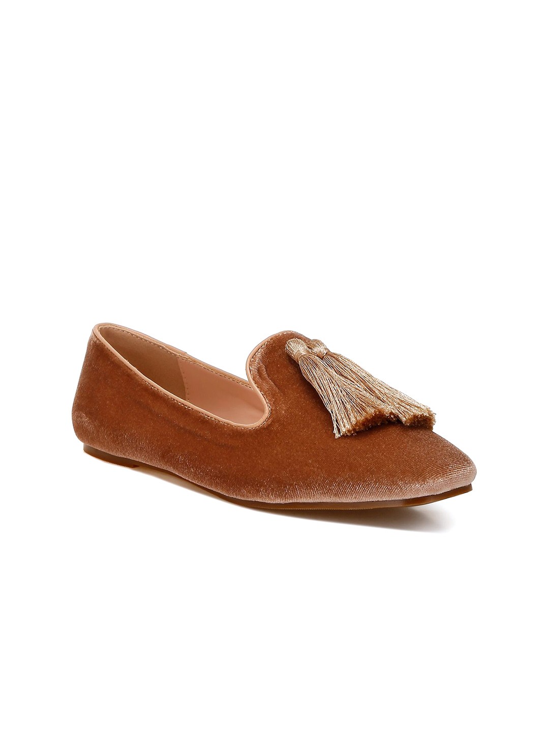 

RAG & CO Women Velvet Loafers, Beige