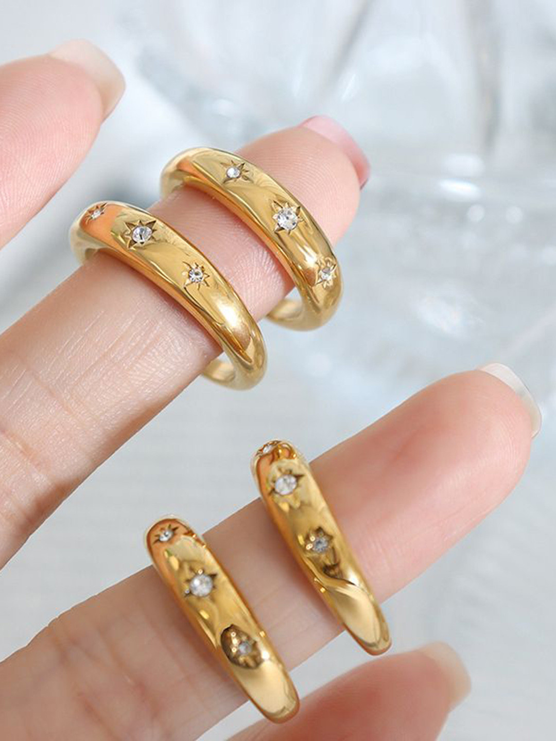 

KAORI BY SHREYA AGARWAL 18 K Gold Plated Cubic Zirconia Studded Finger Ring