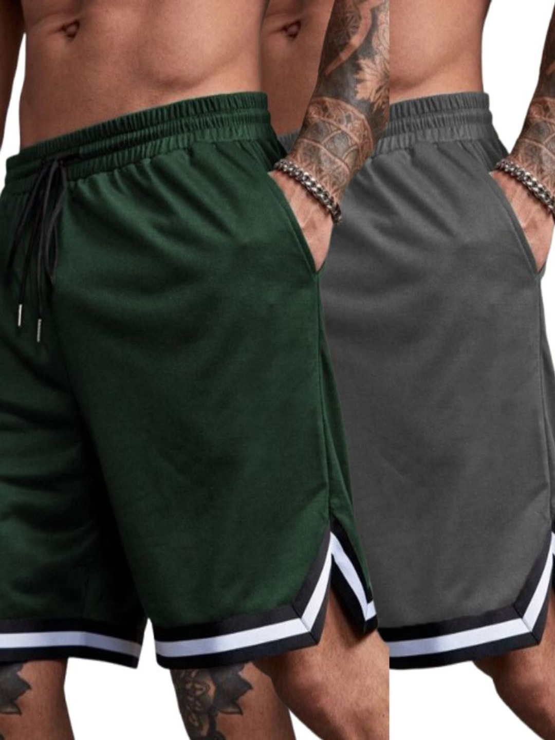 

culish Men Pack Of 2 High-Rise Training or Gym Sports Shorts, Grey