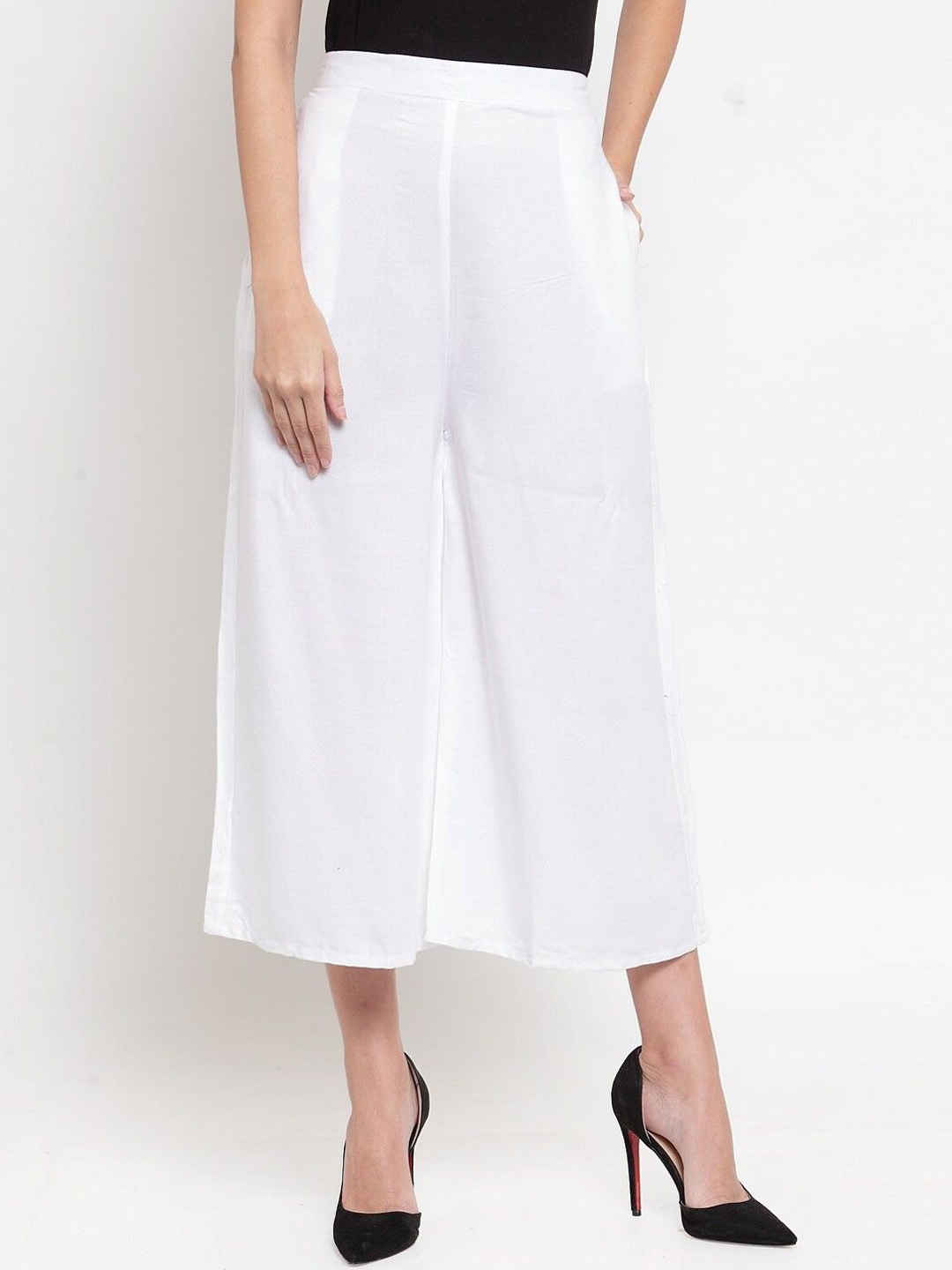 

JONAYA Cotton Mid Rise Culottes Trousers, White