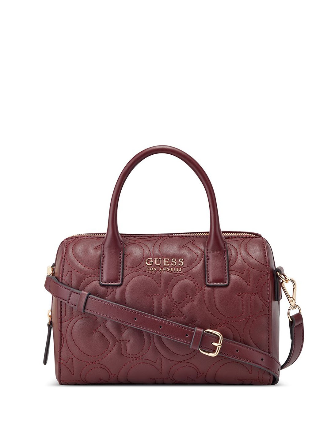 

GUESS Textured PU Bowling Satchel, Red